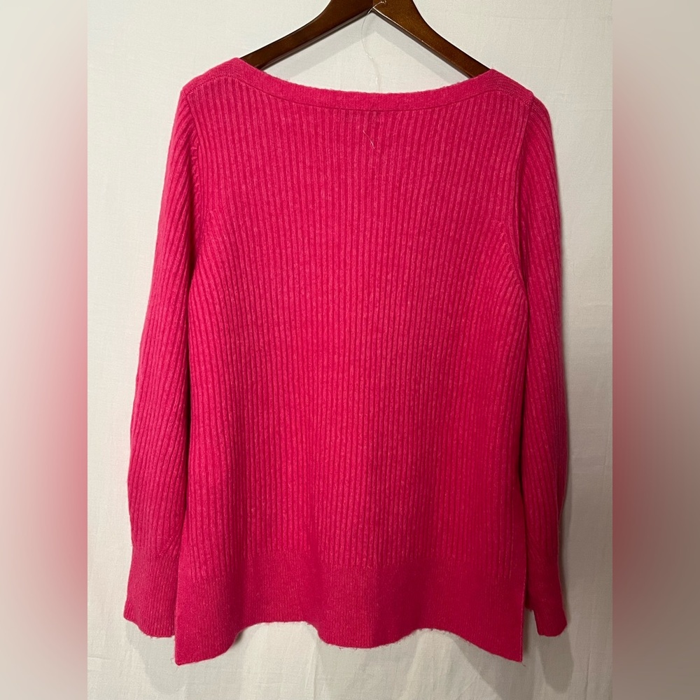Athleta Merino Extra Fine Wool Blend Ribbed Sweater w. Boat neck - Pink - XL - Picture 5 of 16